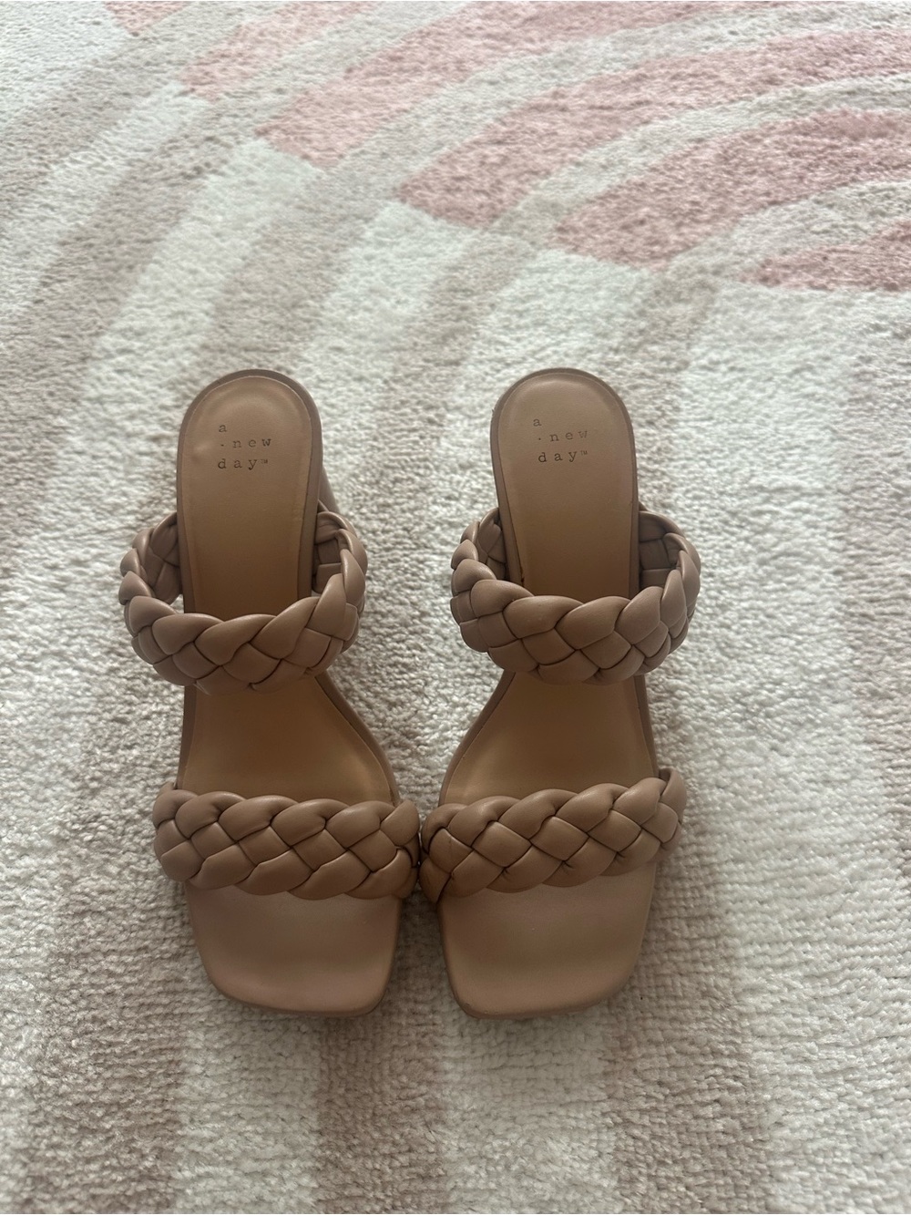 a new day Nude Braided Sandal Heels Size 7.5